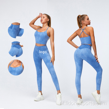 Hoge stretchy dames yoga pakken aangepaste logo shorts zomer yoga set sneldrogend meisje yoga pak naadloze